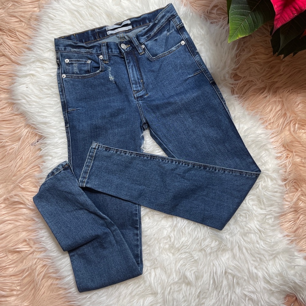 Cocurata Extraction Ankle Zip Moto Skinny Jeans
